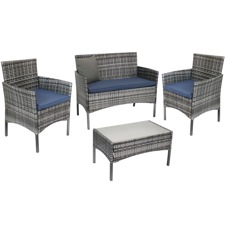 Sunnydaze Dunmore Rattan 4-Piece Patio Furniture Set