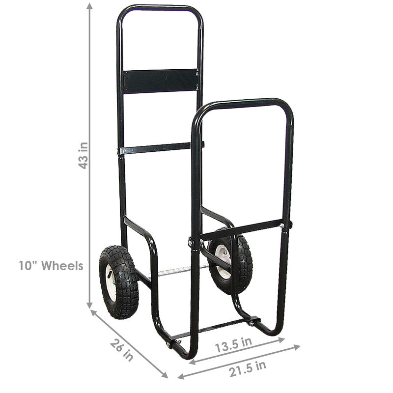 Sunnydaze Powder-Coated Steel Log Cart Carrier and Storage Rack with Wheels