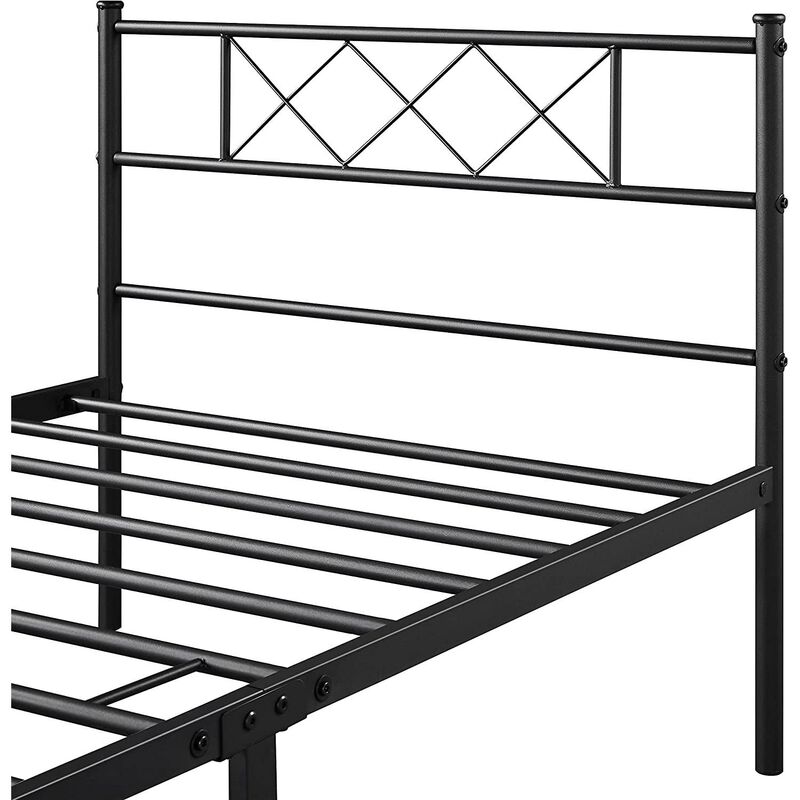 QuikFurn Twin Size Traditional Powder Coated Slatted Metal Platform Bed