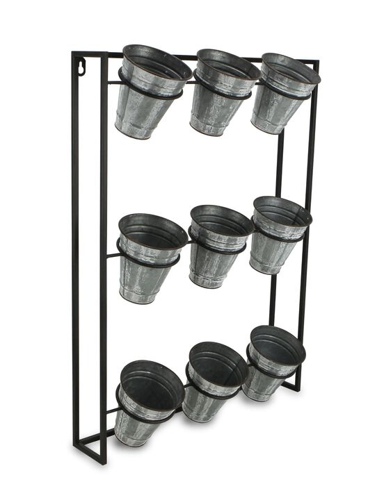 23.5" Black and Gray 3-Tiered Pots Wall Hanging Planter