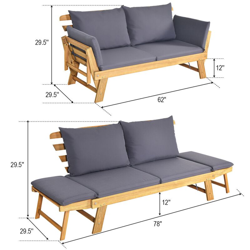 Adjustable  Patio Convertible Sofa with Thick Cushion