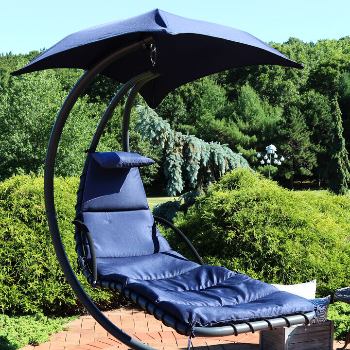 Sunnydaze Outdoor Hanging Lounger Replacement Cushion and Umbrella