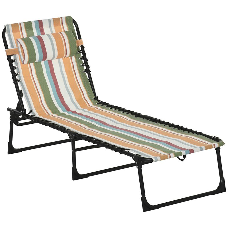 Colored Sun Lounger: Folding Chaise with 4-Position Backrest for Patio, Deck