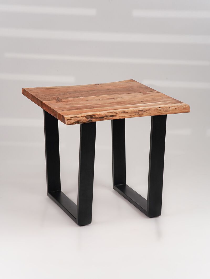 Handmade Eco-Friendly Vintage Acacia Wood & Iron Natural Black Square Table 26"x26"x24" From BBH Homes