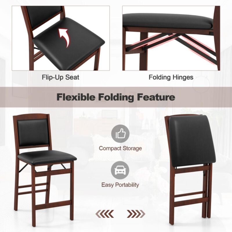 Hivvago Set of 2 Folding Kitchen Island Stool with Rubber Wood Legs