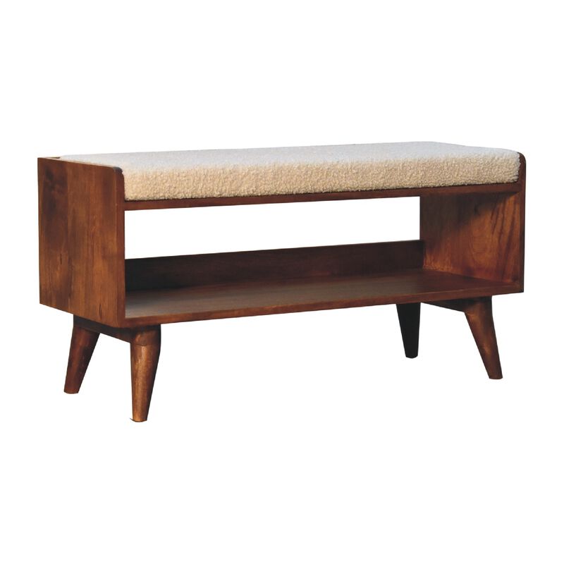 Boucle Nordic  Solid Wood Storage Bench