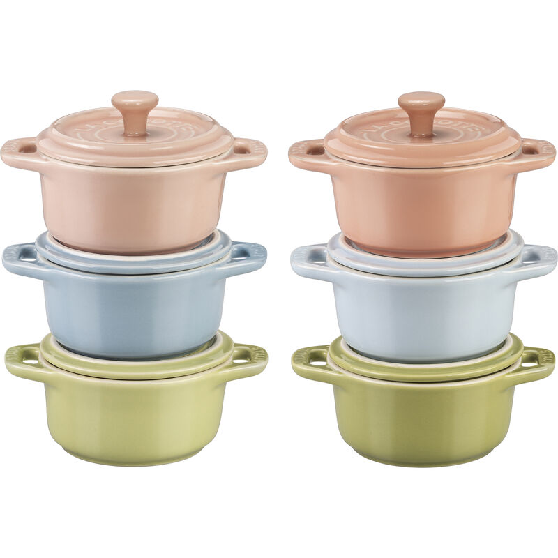 Staub Ceramic 6-pc Mini Round Cocotte Set - Macaron Pastel Colors