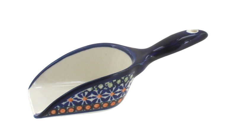 Blue Rose Polish Pottery Mosaic Flower Scoop