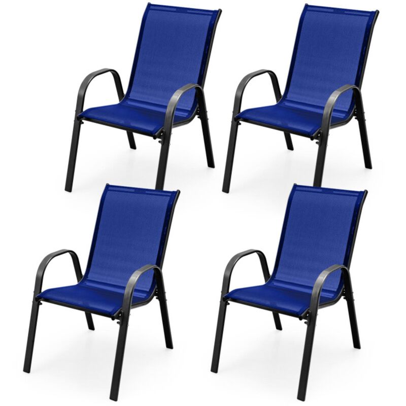 Hivvago 4 Pieces Stackable Patio Dining Chairs Set with Armrest