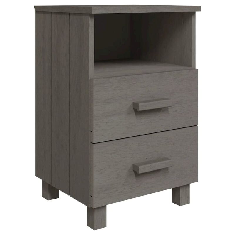 Bedside Cabinets HAMAR 2 pcs Light Gray 15.7"x13.8"x24.4" Solid Wood