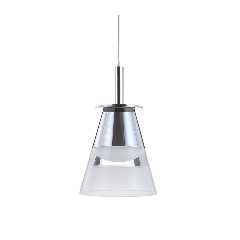 Alain 5" 1-Light Adjustable Metal Integrated LED Pendant, Chrome