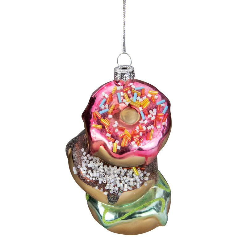 4.25" Stacked Doughnuts Glass Christmas Ornament