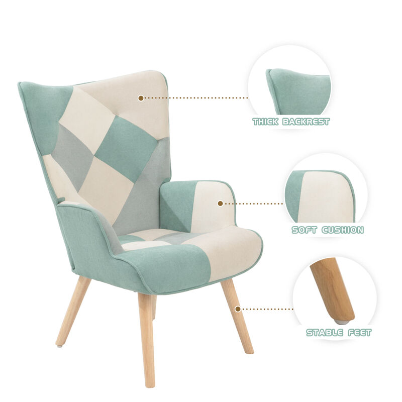 Accent Chair with Ottoman, Living Room Chair and Ottoman Set, Comfy Side Armchair for Bedroom