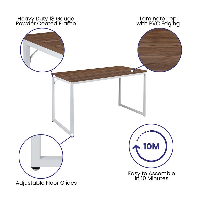 Flash Furniture Tiverton Industrial Modern Desk - Commercial Grade Office Computer Desk and Home Office Desk - 47" Long (Walnut/White)