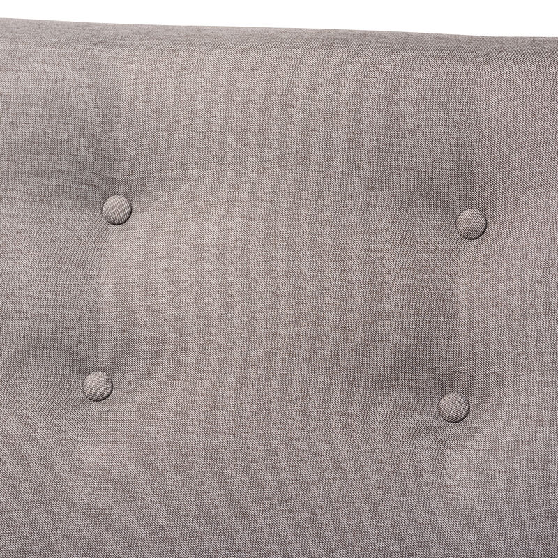 Baxton Studio Perris Mid-Century Modern Light Grey Fabric Upholstered Walnut Finished Wood Sofa