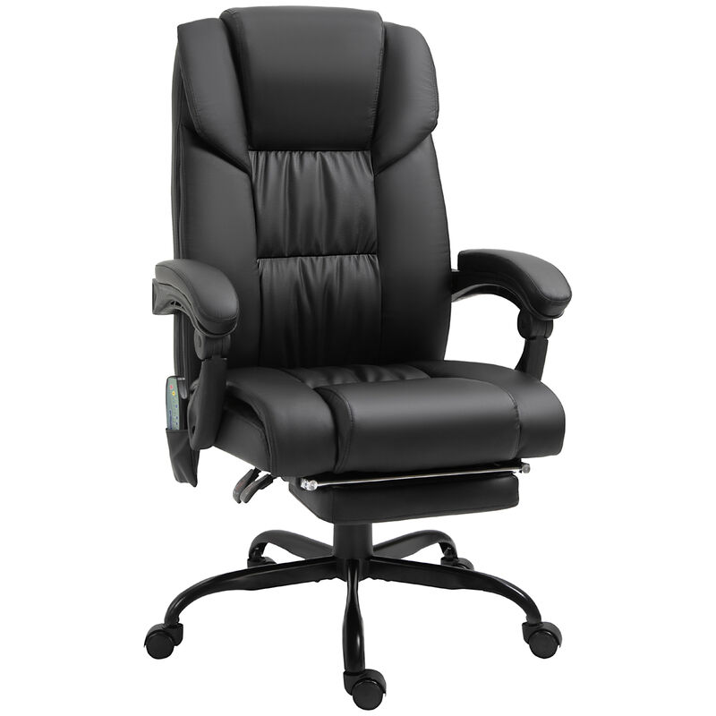 Vinsetto High Back Vibration Massage Office Chair with 6 Points, Hight Adjustable Computer Desk Chair, Reclining Office Chair with Retractable Footrest and Remote, Black