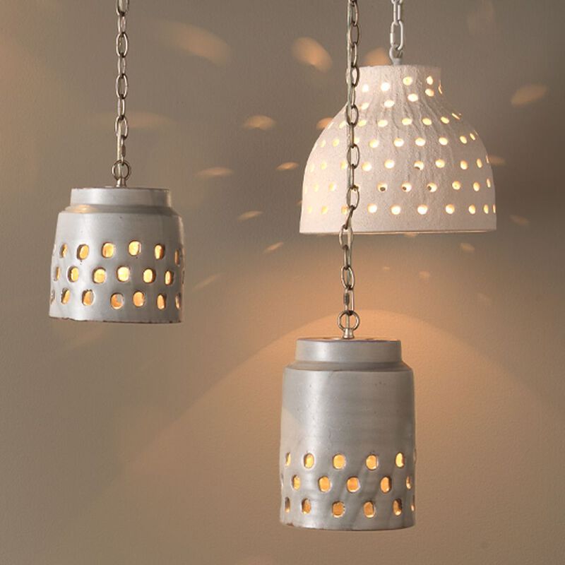 Perforated Long Ceramic Pendant