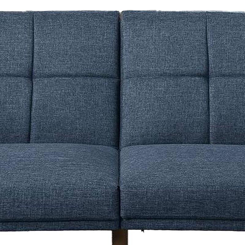 Fabric Adjustable Sofa with Square Tufted Back, Blue