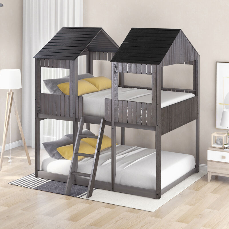 Merax Bunk Bed with Roof and Ladder