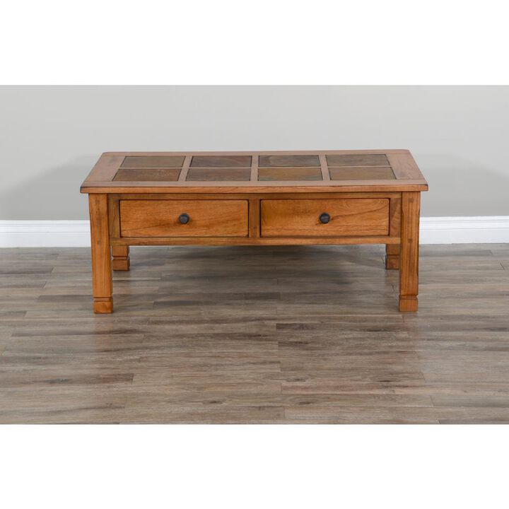 Sunny Designs Sedona 49 Transitional Wood Coffee Table in Rustic Oak