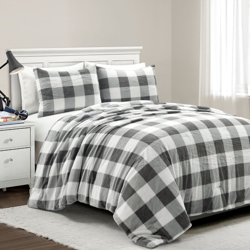 Plaid Ultra Soft Faux Fur Light Weight All Season Kids Back To Campus Comforter 2-Pc Set
