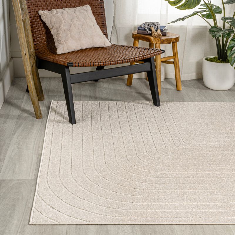 Odense High-Low Minimalist Angle Geometric Beige/Cream 4 ft. x 6 ft. Indoor/Outdoor Area Rug