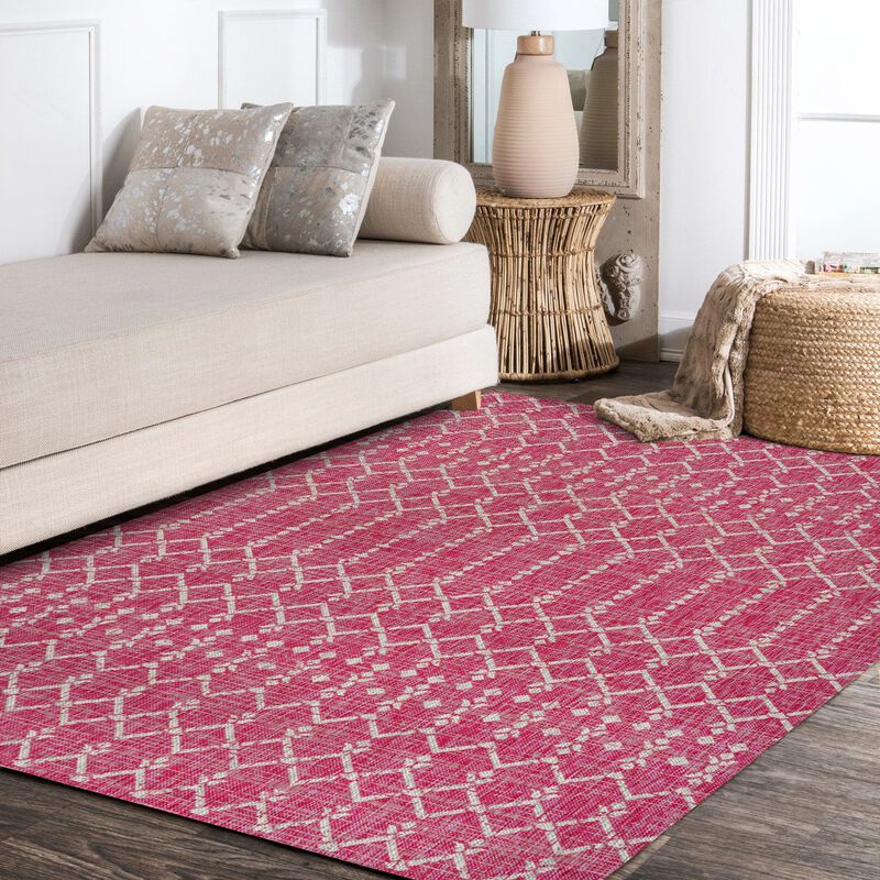 Ourika Moroccan Geometric Textured Weave Indoor/Outdoor Runner Rug