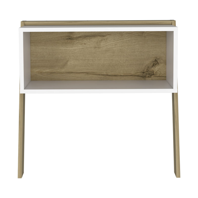 Aira Nightstand, Two Legs, One Shelf -Light Oak / White