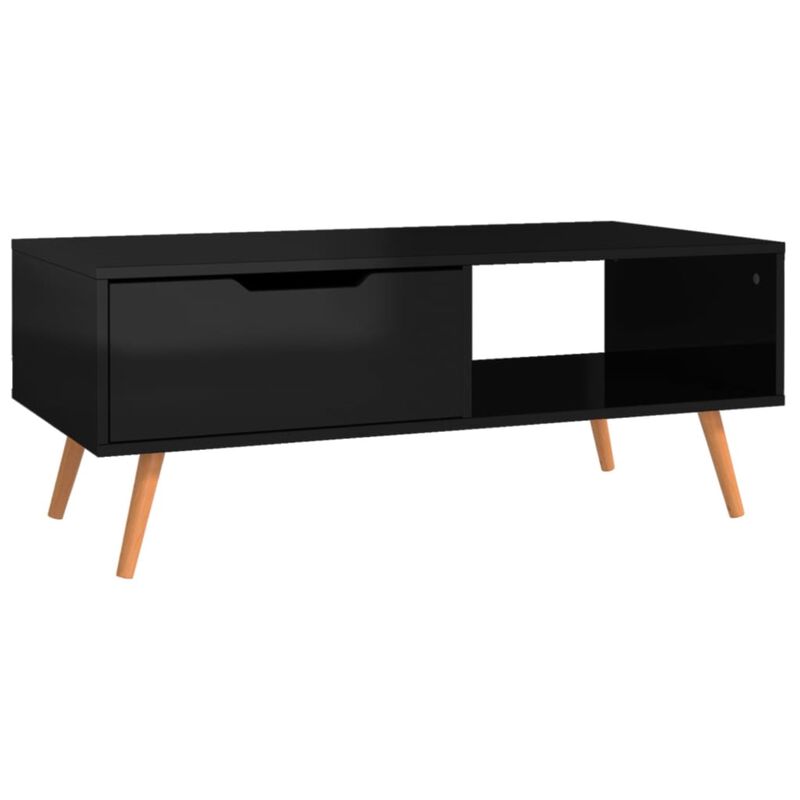 vidaXL, High Gloss Black Coffee Table in Engineered Wood - Sturdy Rectangular Table for Living Room - Easy to Assembly