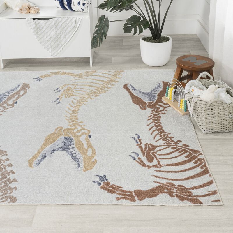 Kingdarr T-Rex Modern Kids Machine-Washable Area Rug