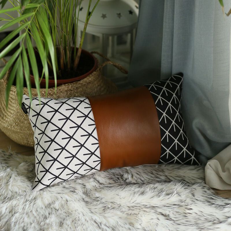 Homezia Set of 2 Rustic Brown Throw Pillows