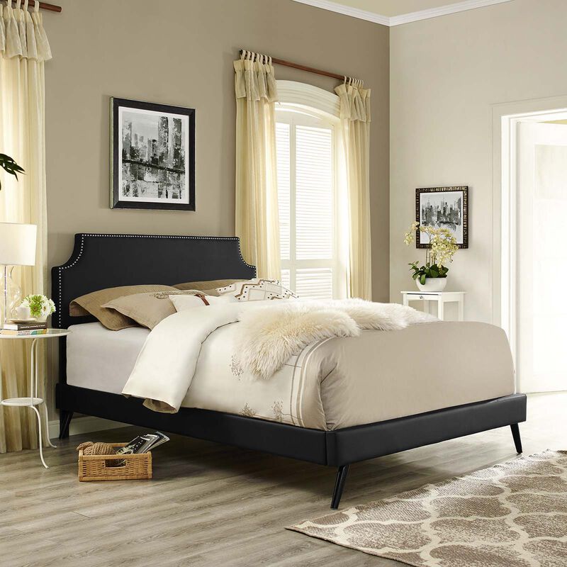 Modway - Corene Queen Vinyl Platform Bed with Round Splayed Legs