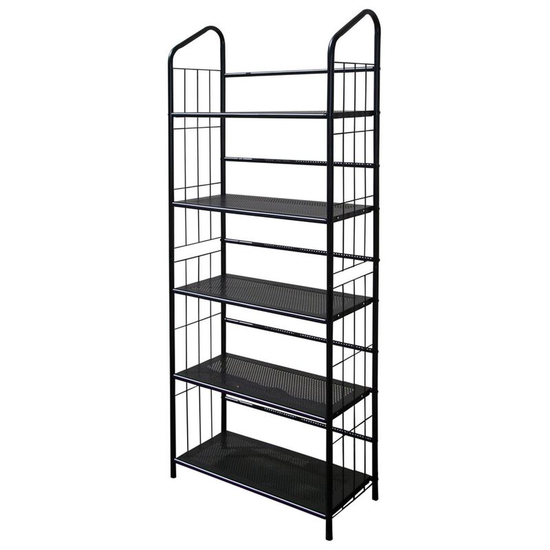 Hivvago 5-Tier Bookcase Storage Shelves Rack in Black Metal