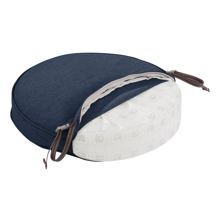 Classic Accessories 62-003-INDIGO-EC Round Seat Cushion Combo, 18"DIA x 2"Thick, Heather Indigo