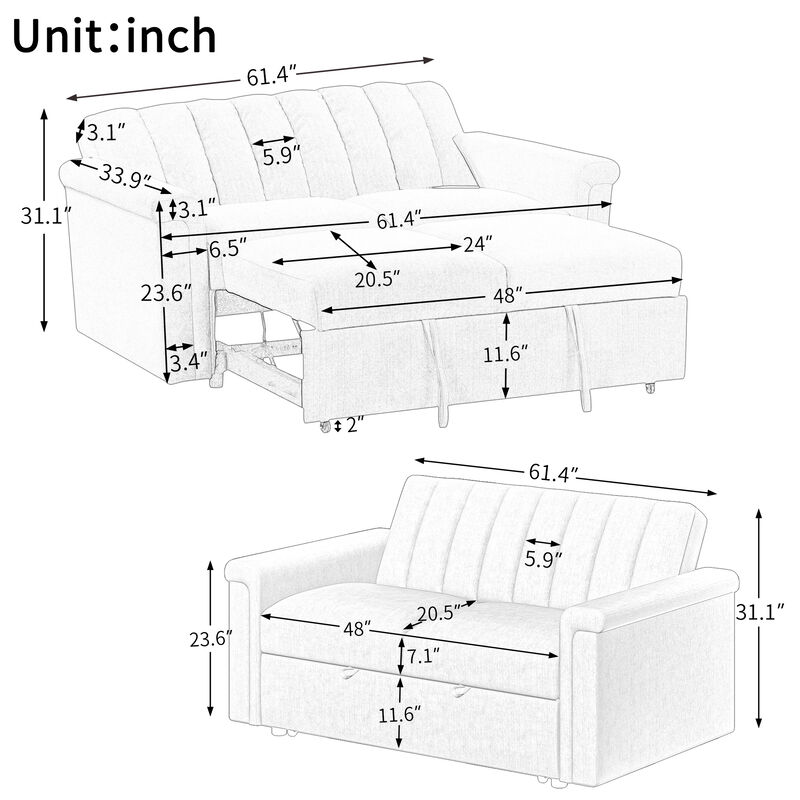 Merax Convertible Soft Cushion Sofa Pull Bed