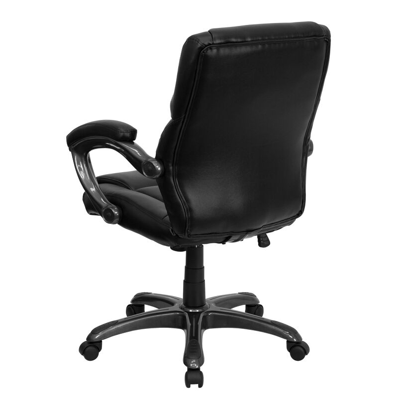 Megan Mid-Back LeatherSoft Overstuffed Swivel Task Ergonomic Office Chair with Arms