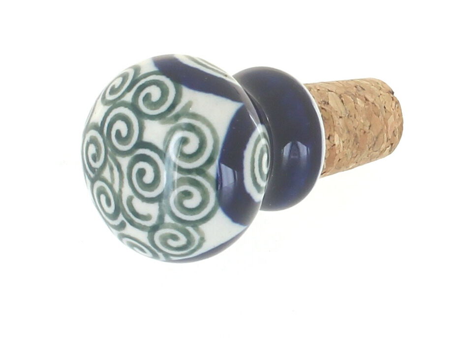 Blue Rose Polish Pottery Tuscany Wine Cork