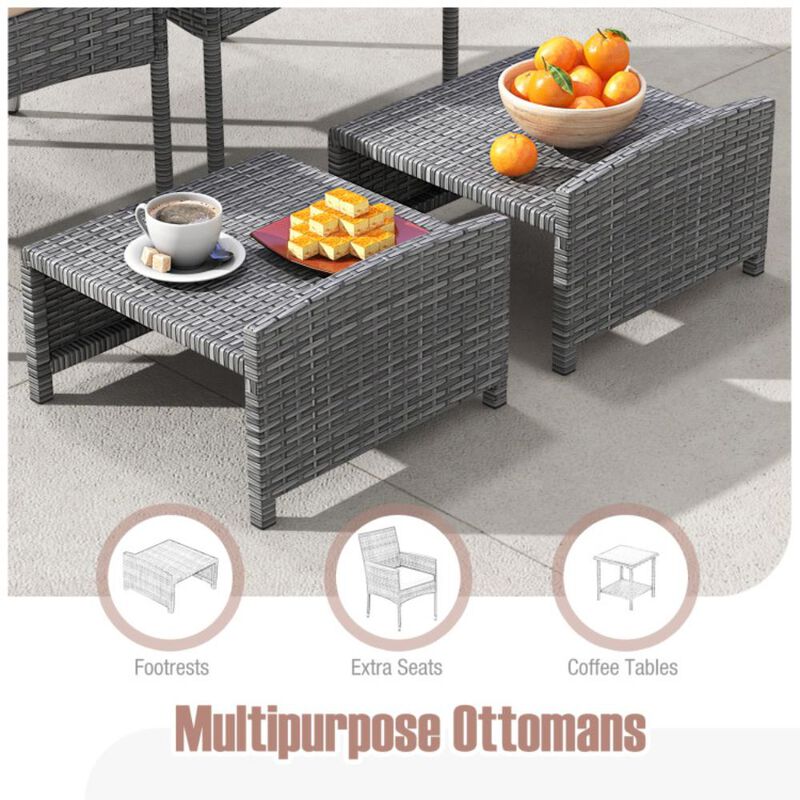 Hivvago 5 Pieces Patio Conversation Set with Soft Cushions and Ottomans