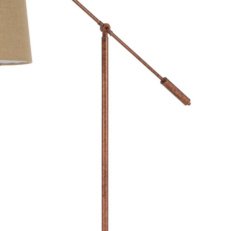 68 Inch Adjustable Arc Arm Metal Floor Lamp, Rustic Bronze-Benzara