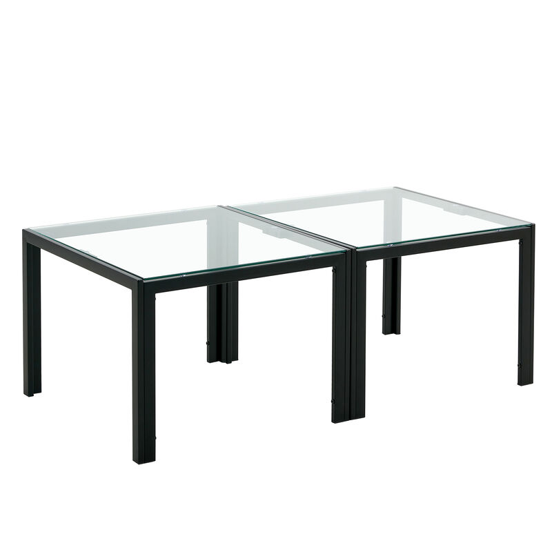 Hivvago Set of 2 Coffee Table Set Modern Designed Square Tempered Glass Tea Table