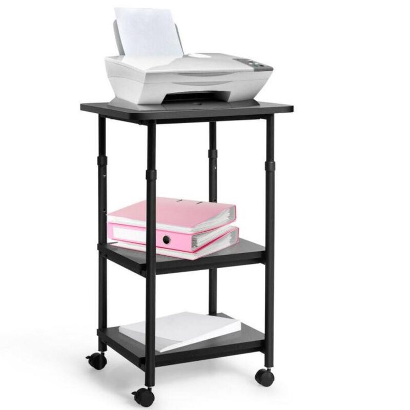 Multifunction Adjustable Height 3-tier Printer Stand on Wheels