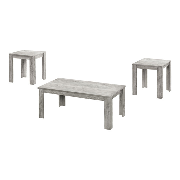 Monarch Specialties I 7860P Table Set, 3pcs Set, Coffee, End, Side, Accent, Living Room, Laminate, Grey, Transitional