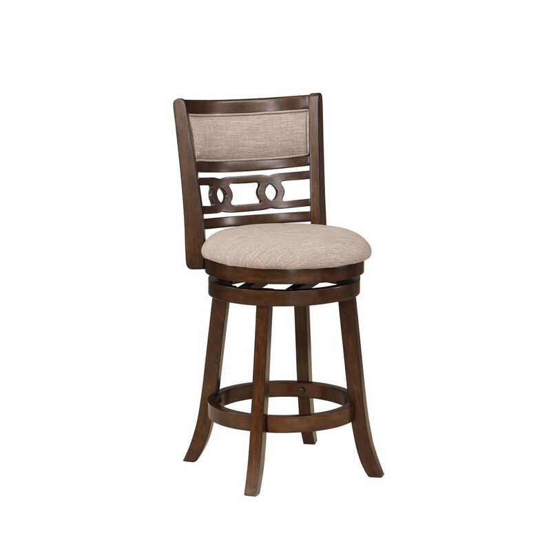 New Classic Furniture Gia 24 Solid Wood Swivel Counter Stool with Fabric Seat in Cherry