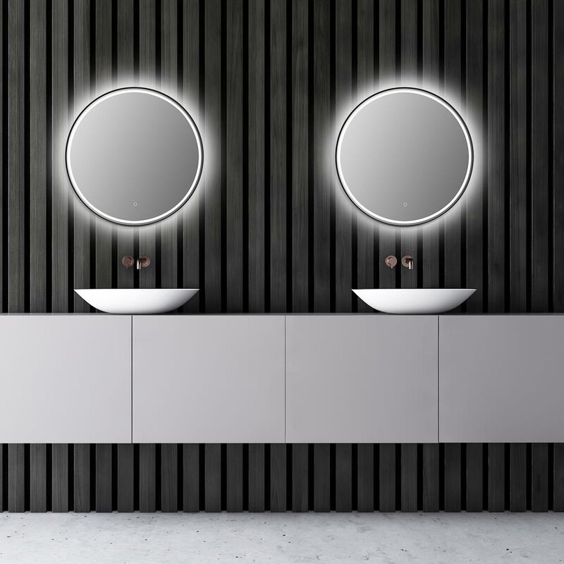 Altair Framed in Matt Black Modern Bathroom/Vanity LED Lighted Wall Mirror