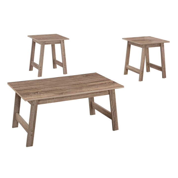 Monarch Specialties I 7931P Table Set, 3pcs Set, Coffee, End, Side, Accent, Living Room, Laminate, Brown, Transitional