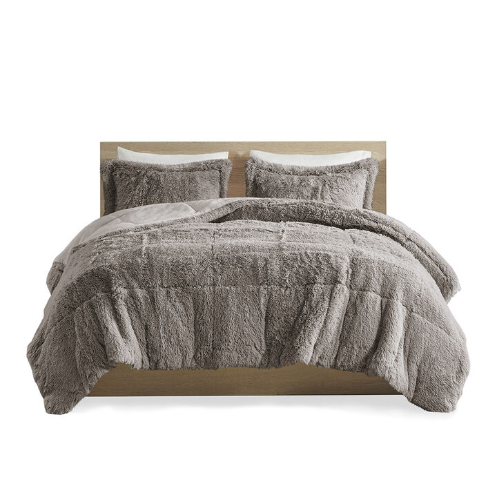 Gracie Mills Susie Contemporary Shaggy Long Fur Comforter Set