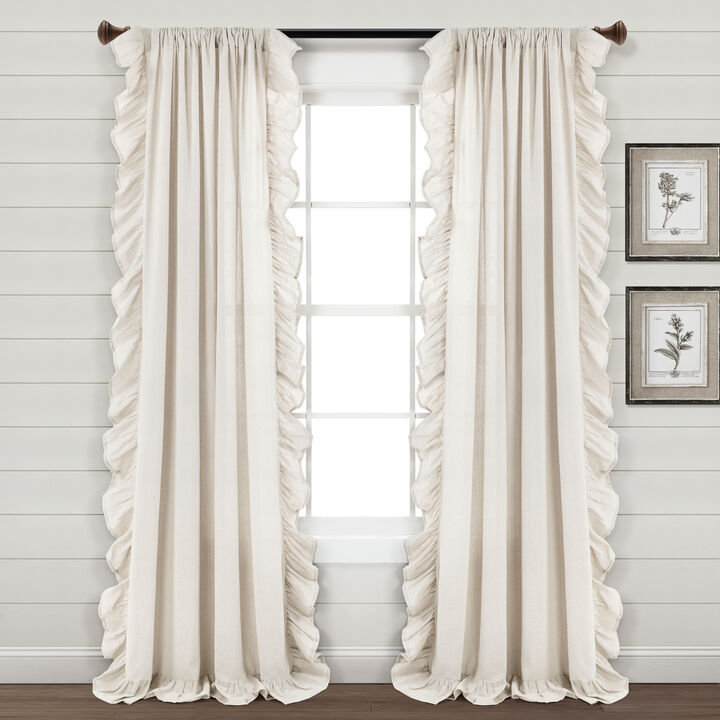 Linen Ruffle Window Curtain Panel