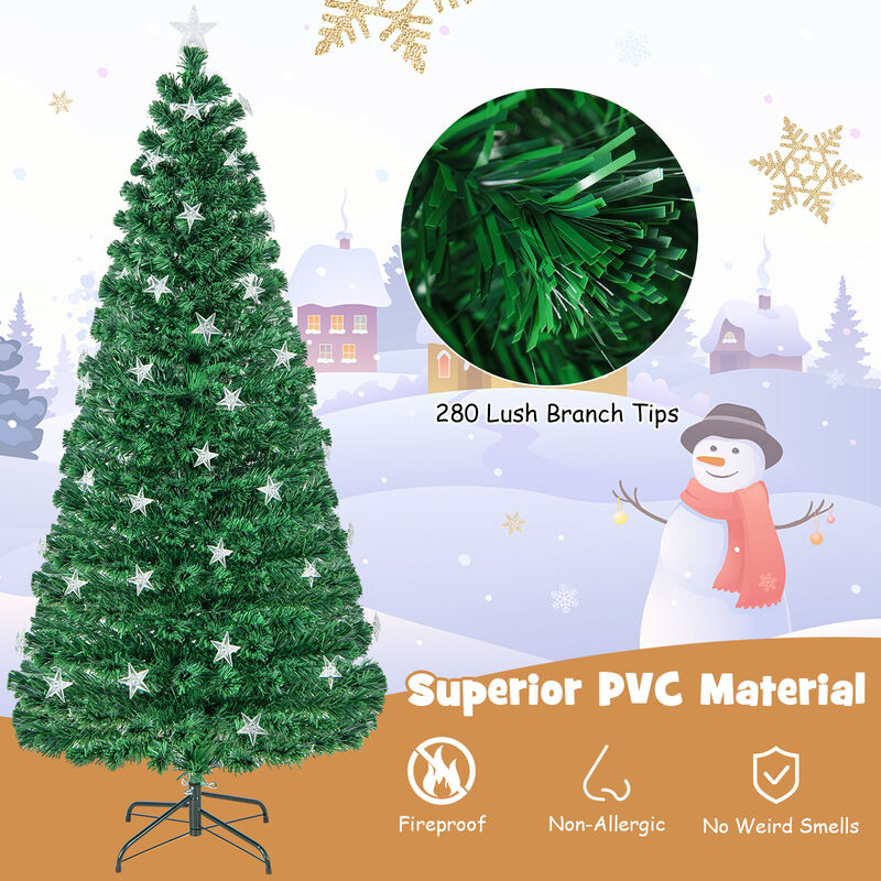 Prelit Fiber Optic Christmas Tree with Warm White Lights-7 ft