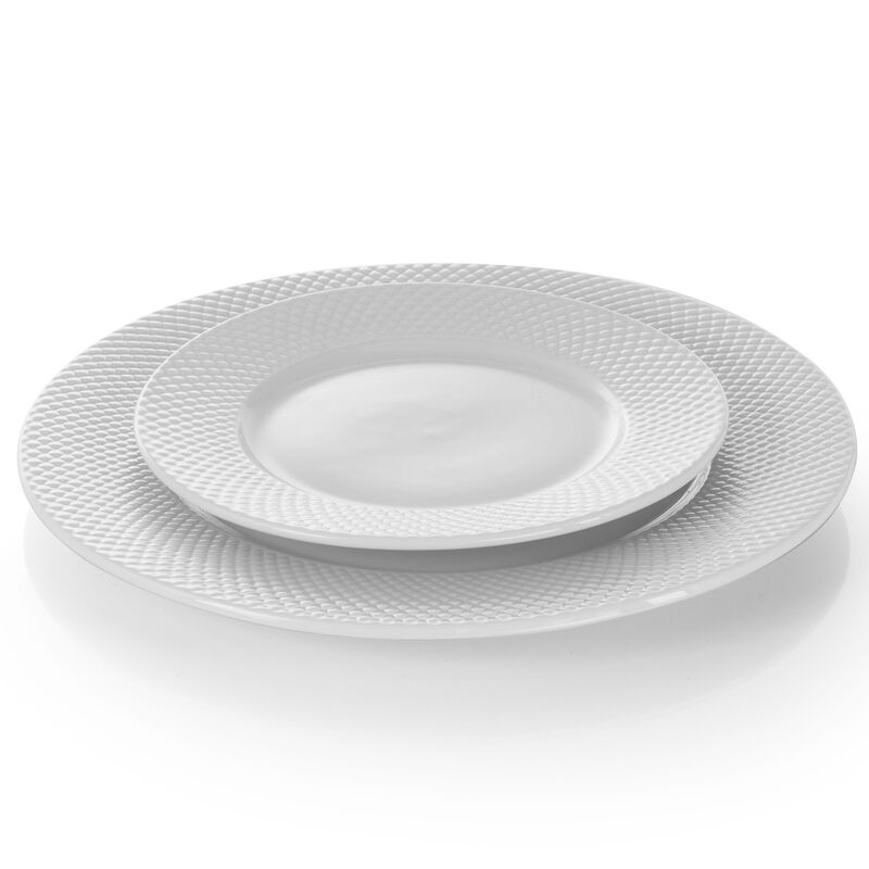 Elama Maisy 18 Piece Round Porcelain Dinnerware Set in White