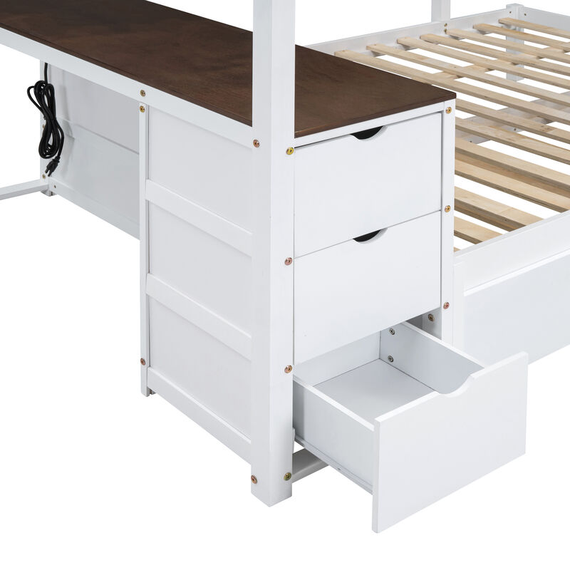 Merax  Bunk Bed with Trundle and Desk